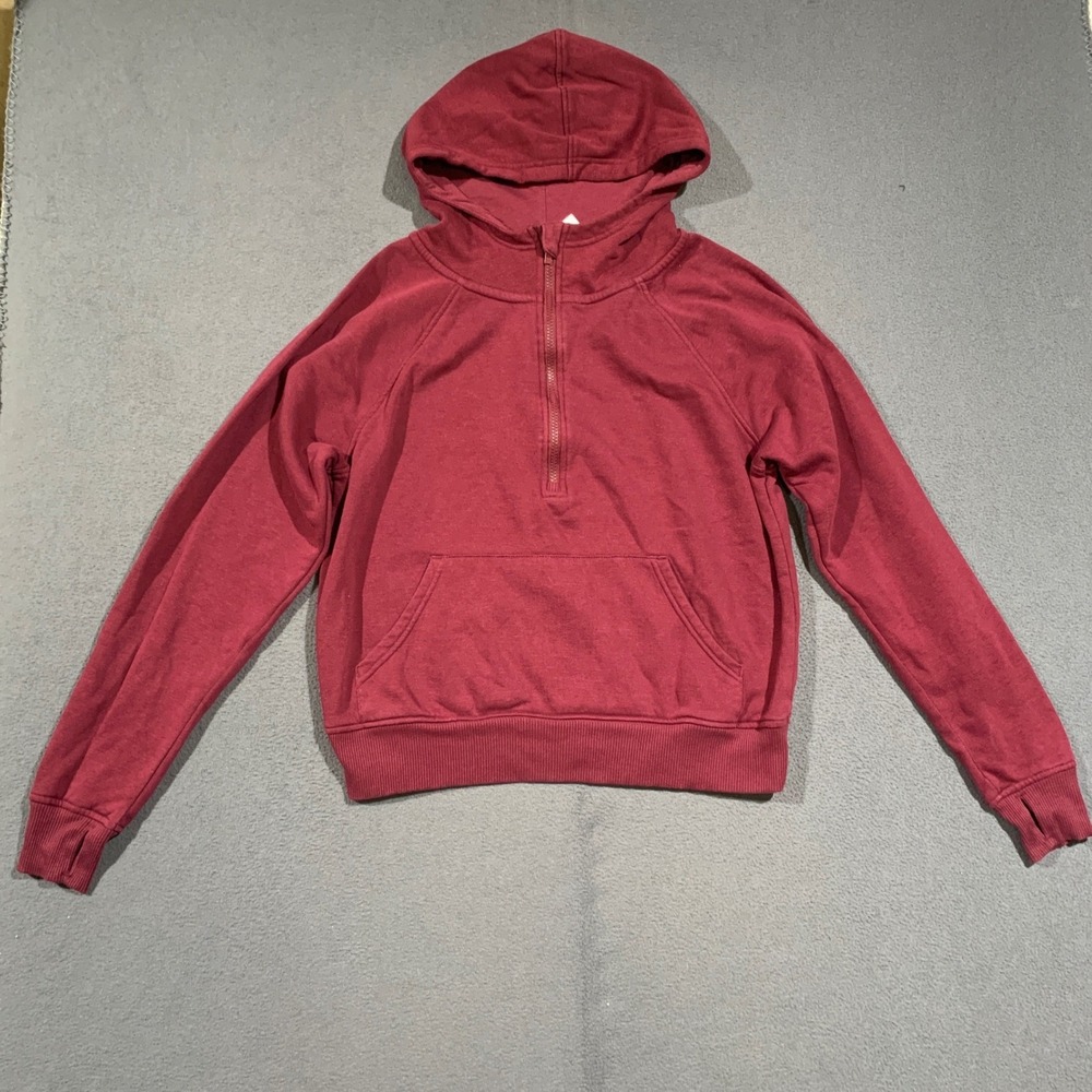 Member's Mark Ribbed Half Zip Hoodie Womens Medium Bordeaux HFW91637 Pullover